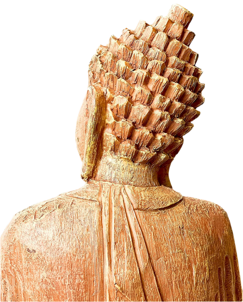 XXL size Buddha figure sitting approx 37.5cm wood look