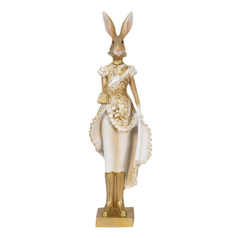 Dekorationsstatue Hase Gold, Weiß 11x8x33 cm