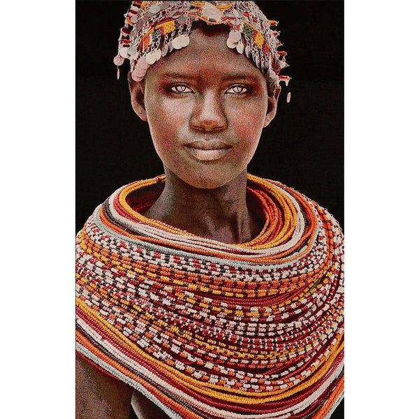 Gewebter Gobelin-Wandteppich 80/120 Samburu Girl Black WH1765 Gestreckt