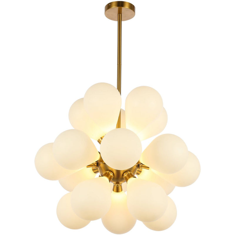 Hanging lamp Ellen Gold frosted white glass.