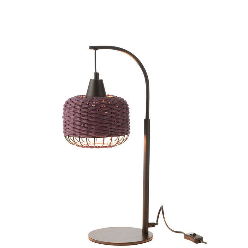 Table lamp lantern made of metal in purple