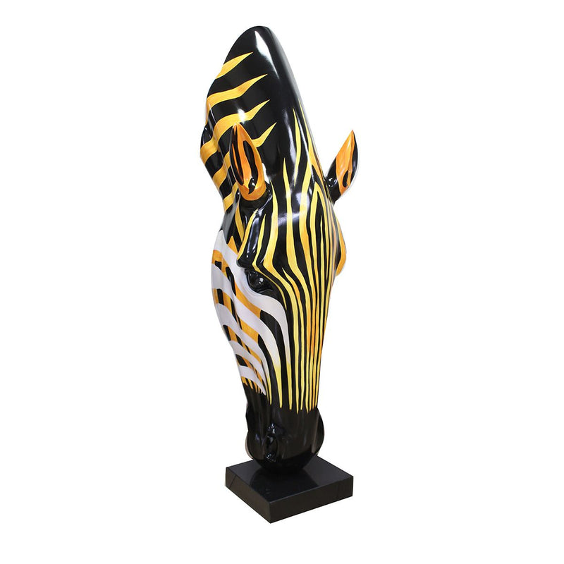 Skulptur Zebrakopf – Moderne Zebra-Büste aus Kunstharz und Marmor 50 cm