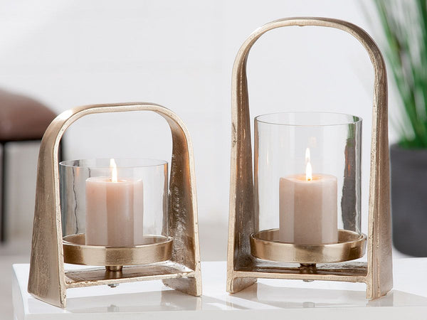 Aluminum lantern "Nostro" in champagne colors - Two sizes to choose from