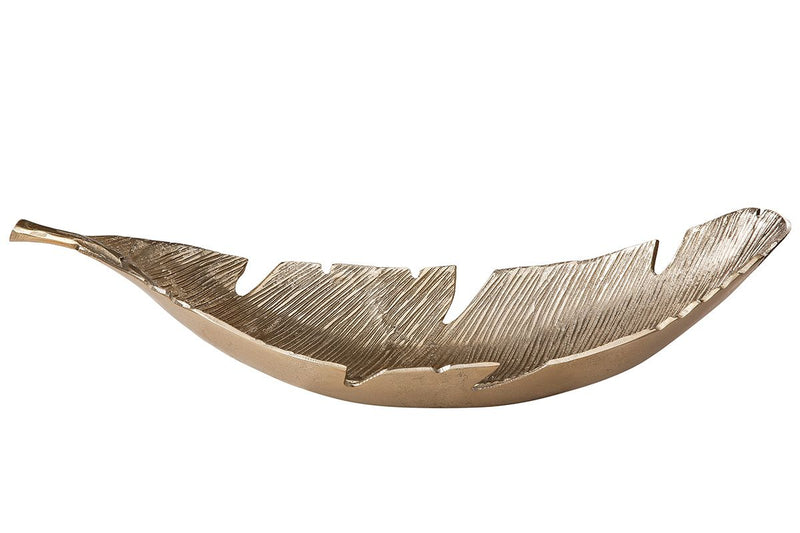 Elegant aluminum decorative leaf bowl 'Nostro' in two sizes - Stunning champagne colored bowl for sophisticated interiors