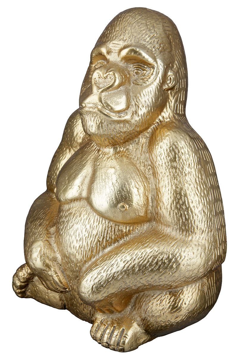 Handgemaakt aluminium beeld "Gorilla" - zittend