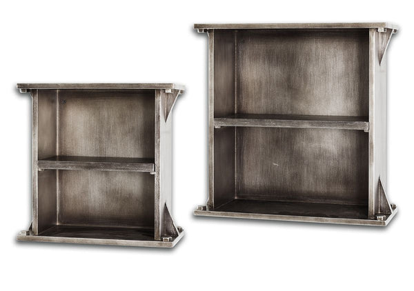 Set of 2 shelves Factory Style Square MDF Anthracite