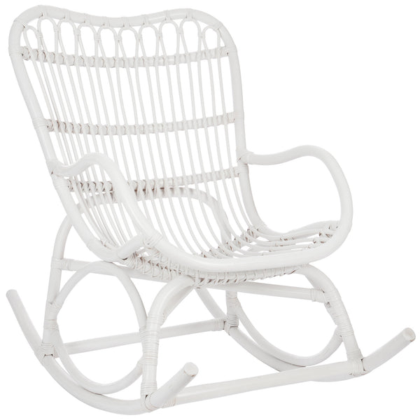 Rocking Chair Rattan Matt White - Modern elegance and relaxation for your home