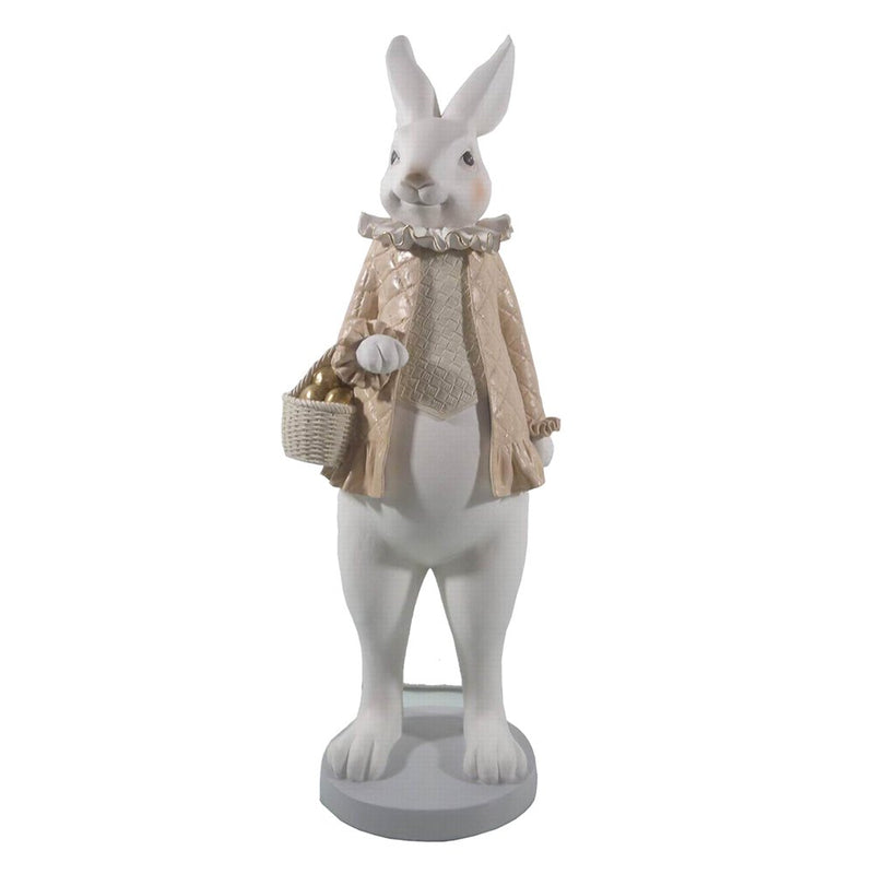 Dekorationsstatue Hase weiß, goldfarben 17x15x53 cm