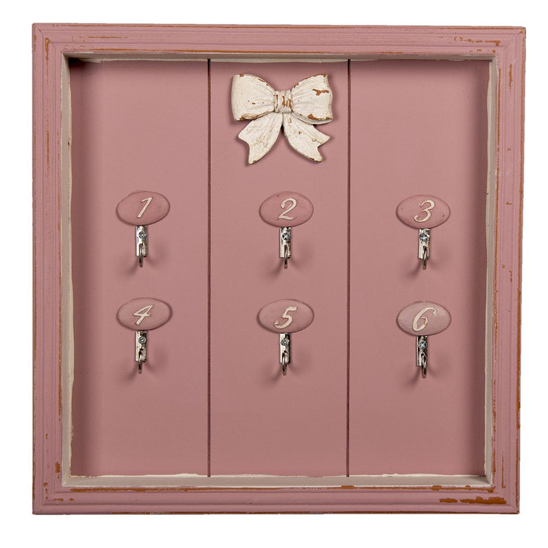 Handmade key box pink 30x4x30 cm - stylish key storage with charm