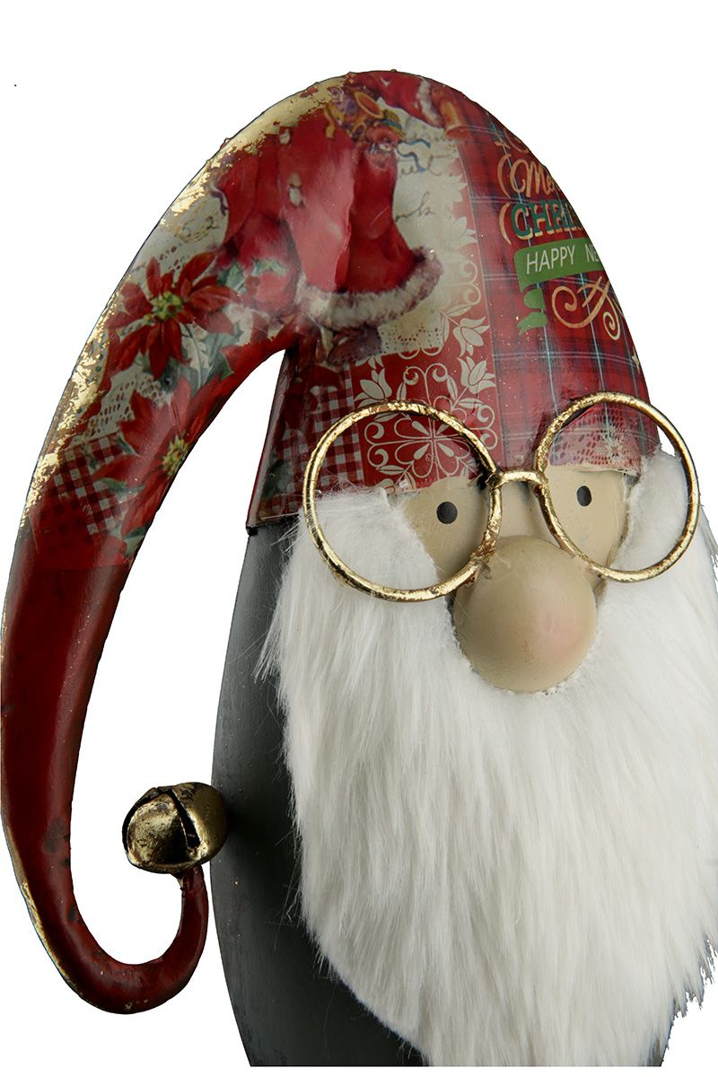 3er Set Metall Santa mit Brille – Charmante Festlichkeitsakzente für Ihr Zuhause