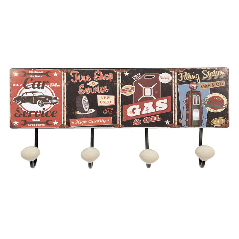 Wall Coat Rack Vintage Gas Station Design 40 cm