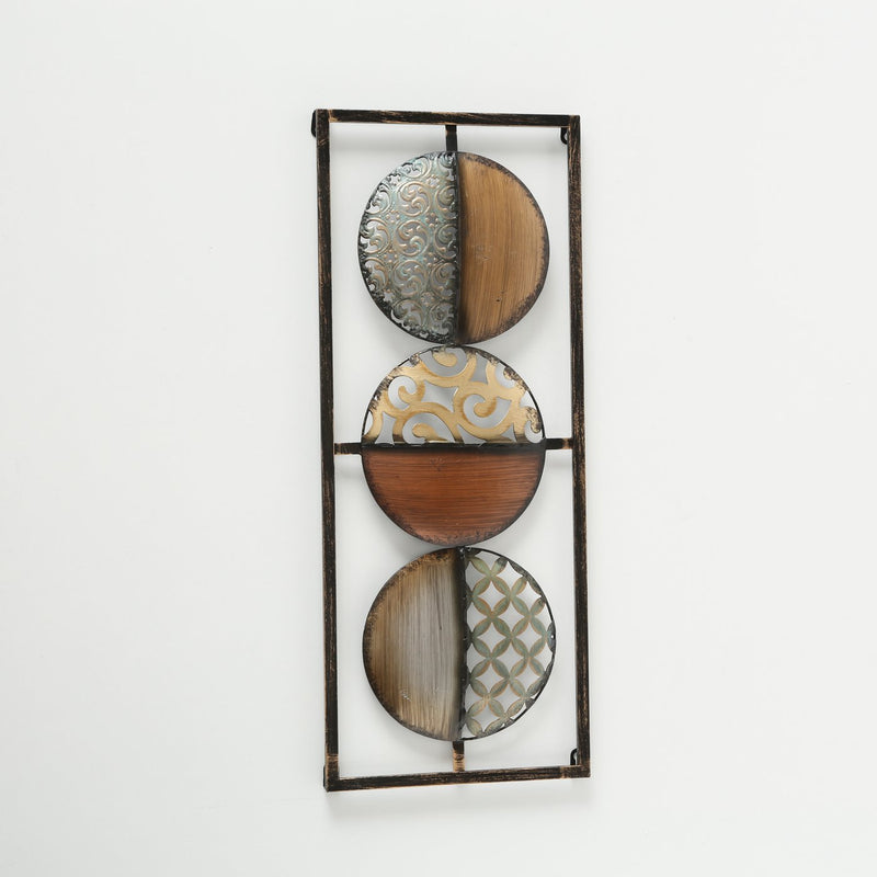 Wall object Antixox in vintage/retro style, abstract design, metal, brown &amp; silver, 28 x 69 cm