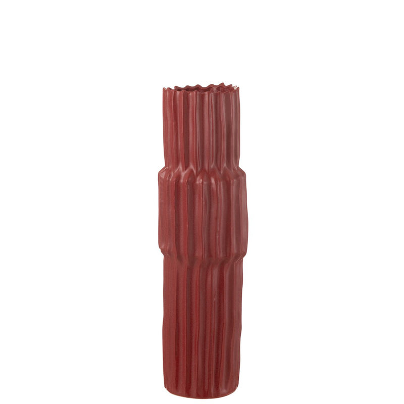 Vase Corrugated Porcelain Red 60 cm