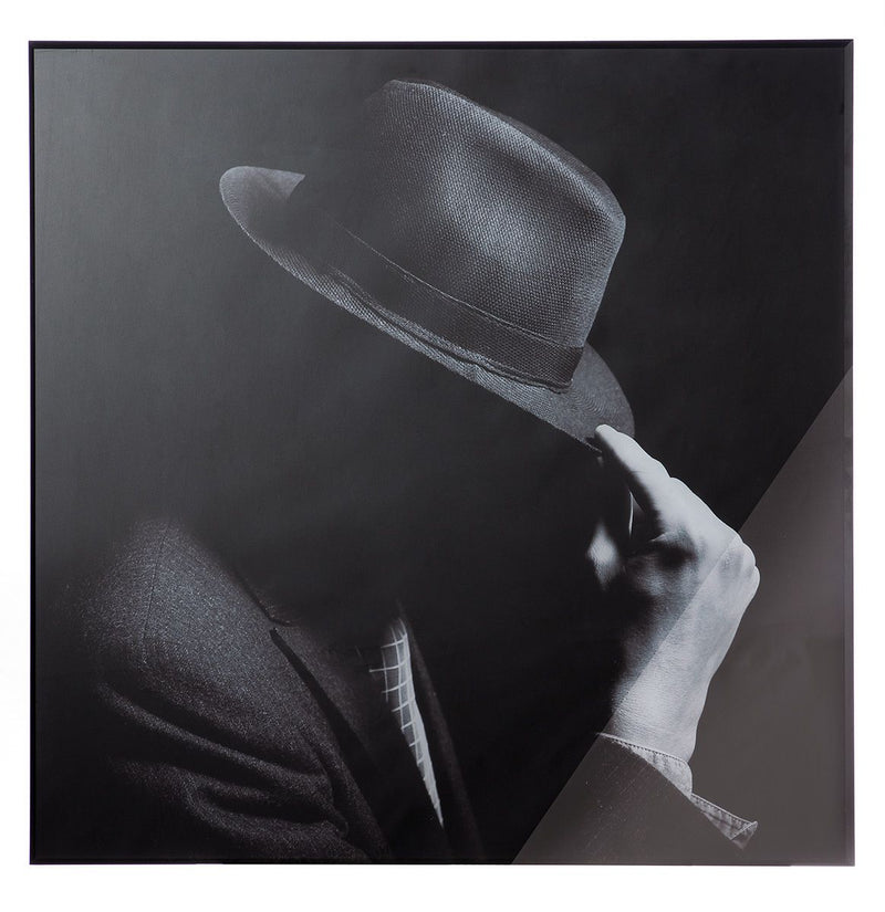 Exclusive set of 3 acrylic aluminum picture "Gentleman" with aluminum frame black/gray