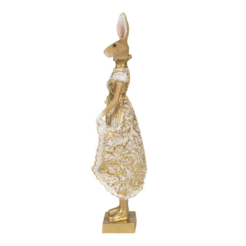 Dekorationsstatue Hase Gold, Weiß 11x8x33 cm