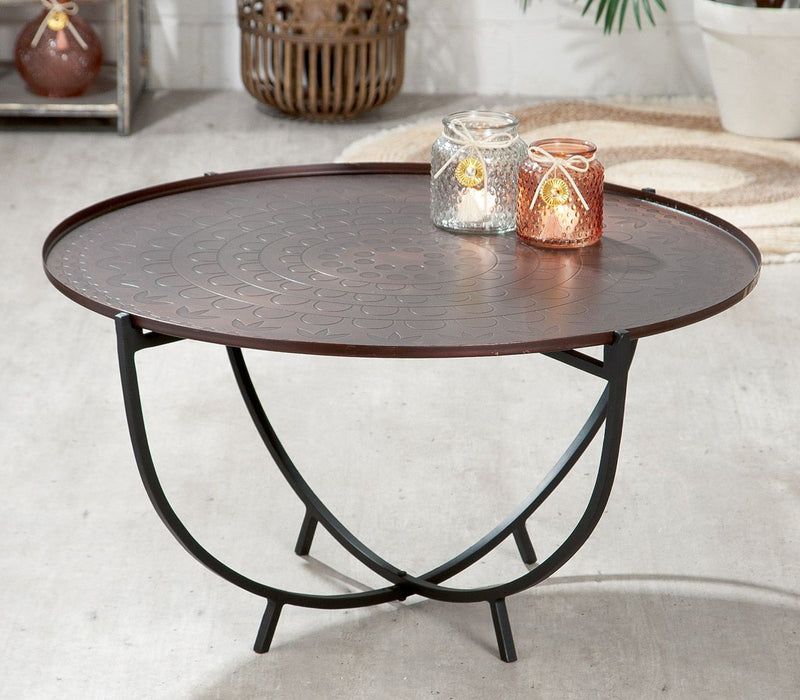 Elegant metal side table "Chakki" in black/copper