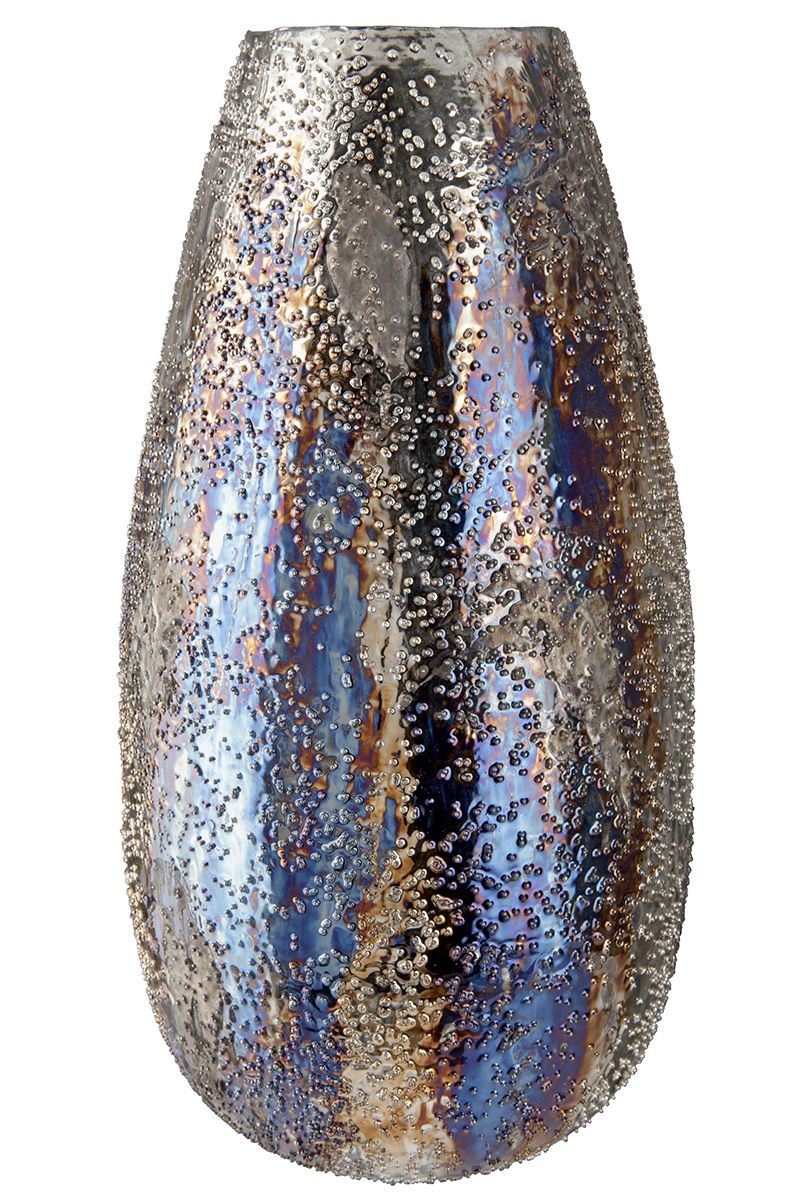 Elegante Metall Deko Vase 'Pavone' in Braun/Blau Metallic - Erhältlich in Zwei Größen, Für Modernes Flair und Stilvolle Akzente