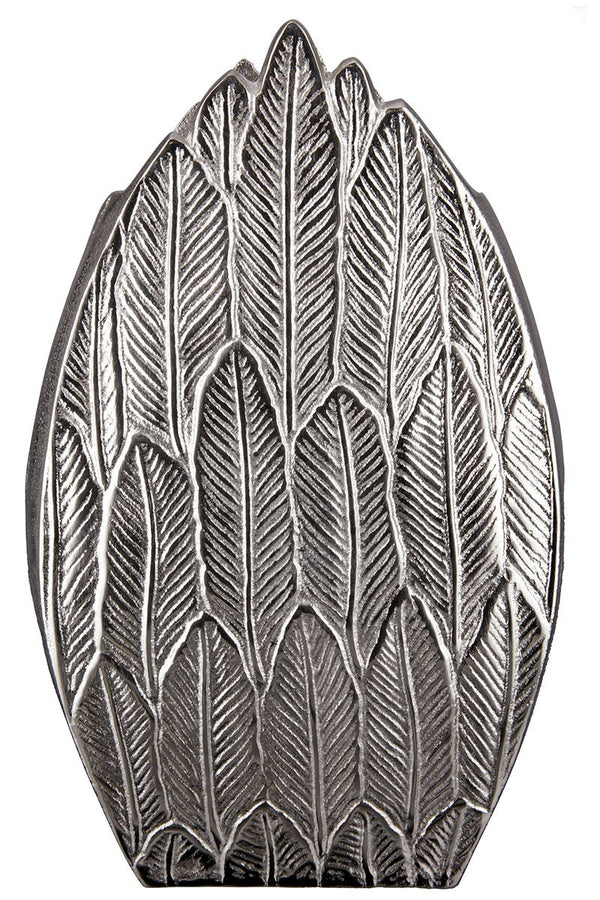 Silver beauty Teardrop shaped aluminum vase 'Feder' from Gilde