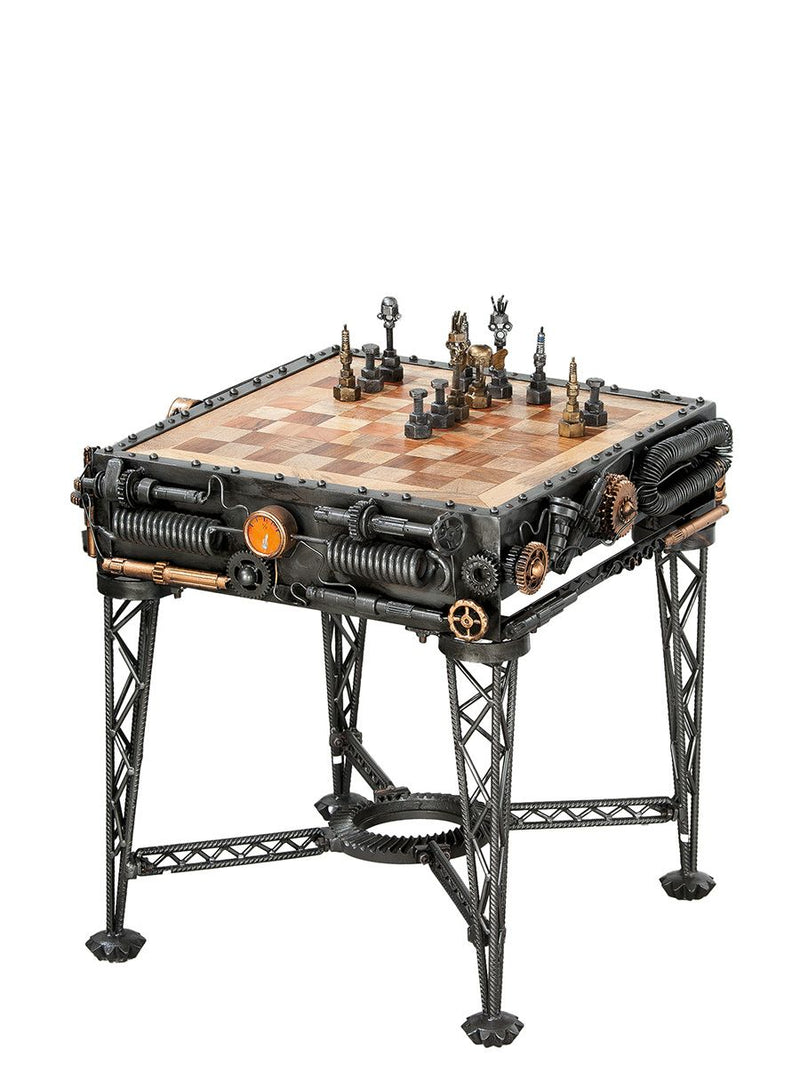 Unique metal chess table "Steampunk" - Industrial design meets handmade unique