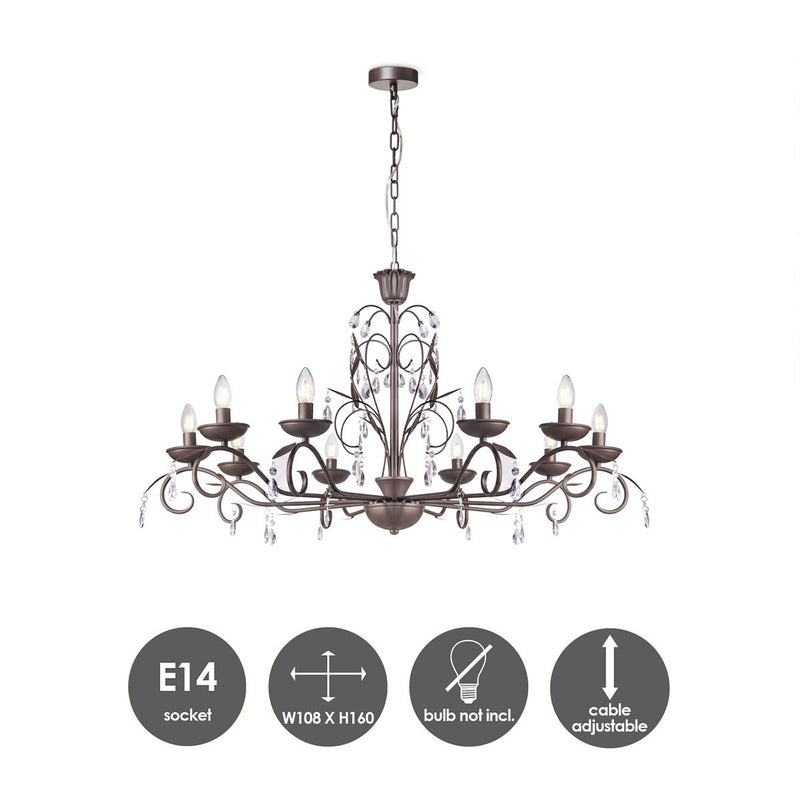 Home Sweet Home Chandelier Barrocco - Black - 108x108x160cm