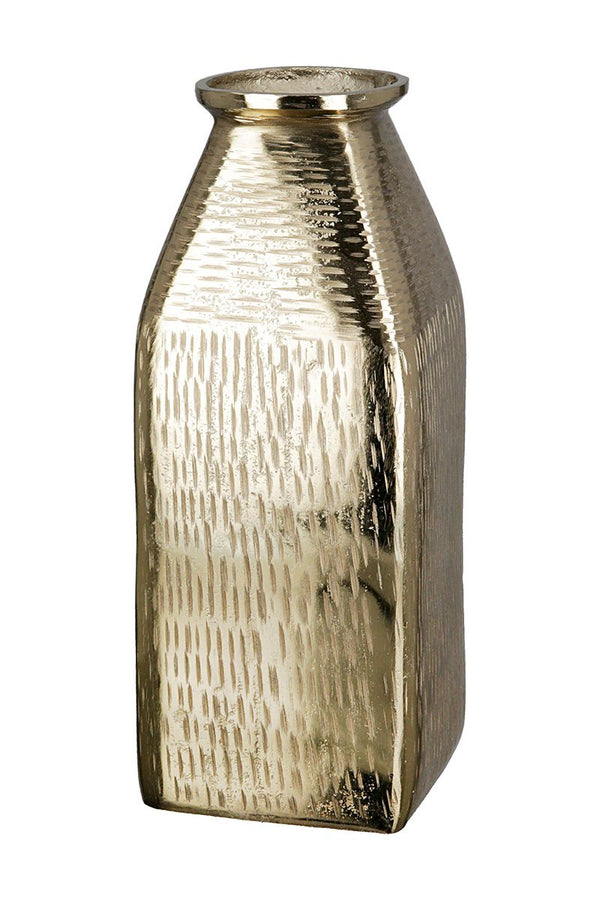 Aluminum vase 'Lola' - gold-colored with a coarse surface - artistic highlight for any interior