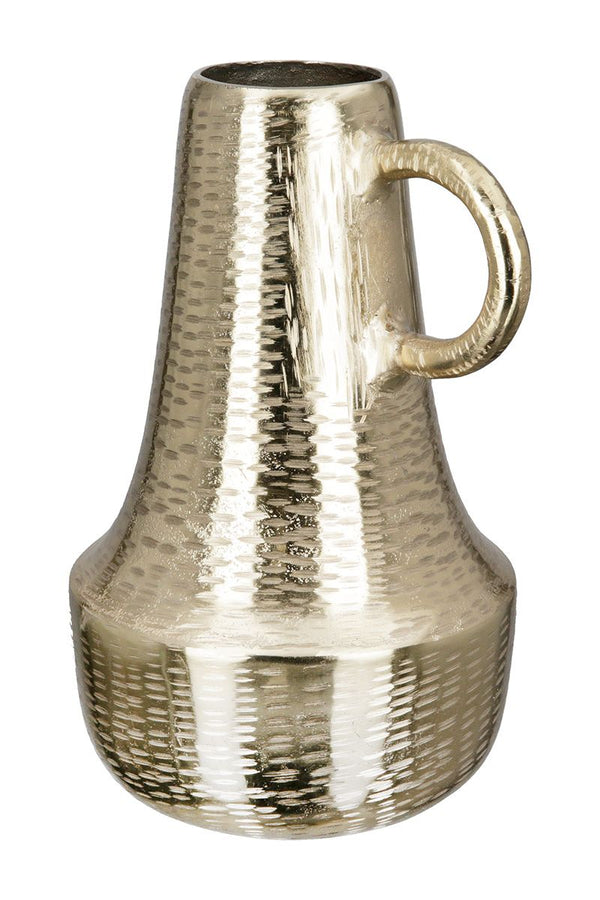 Bauchige Aluminium Vase 'Lola' - Goldfarben mit Grober Oberfläche - Ein Luxus-Akzent für Ihre Inneneinrichtung