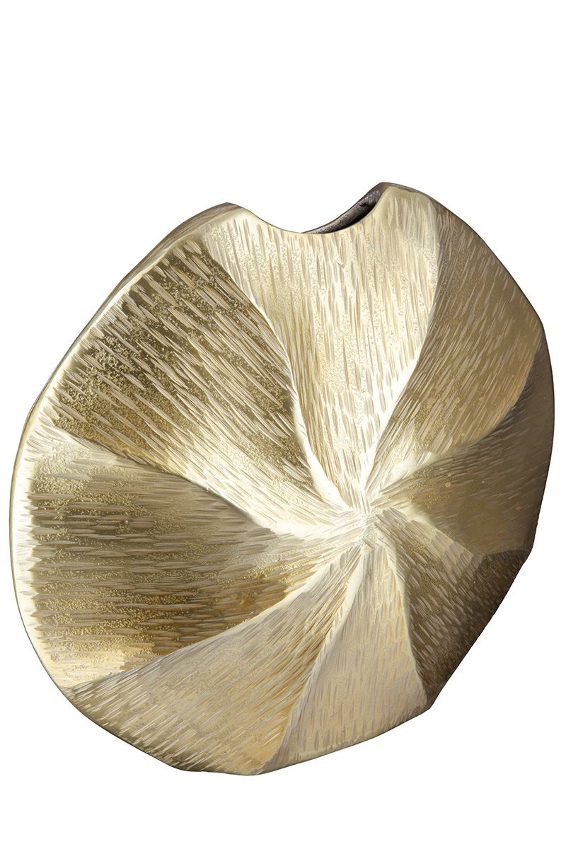 Prachtige aluminium vaas ‘Sunny’ – een gouden blikvanger voor verfijnde interieurs