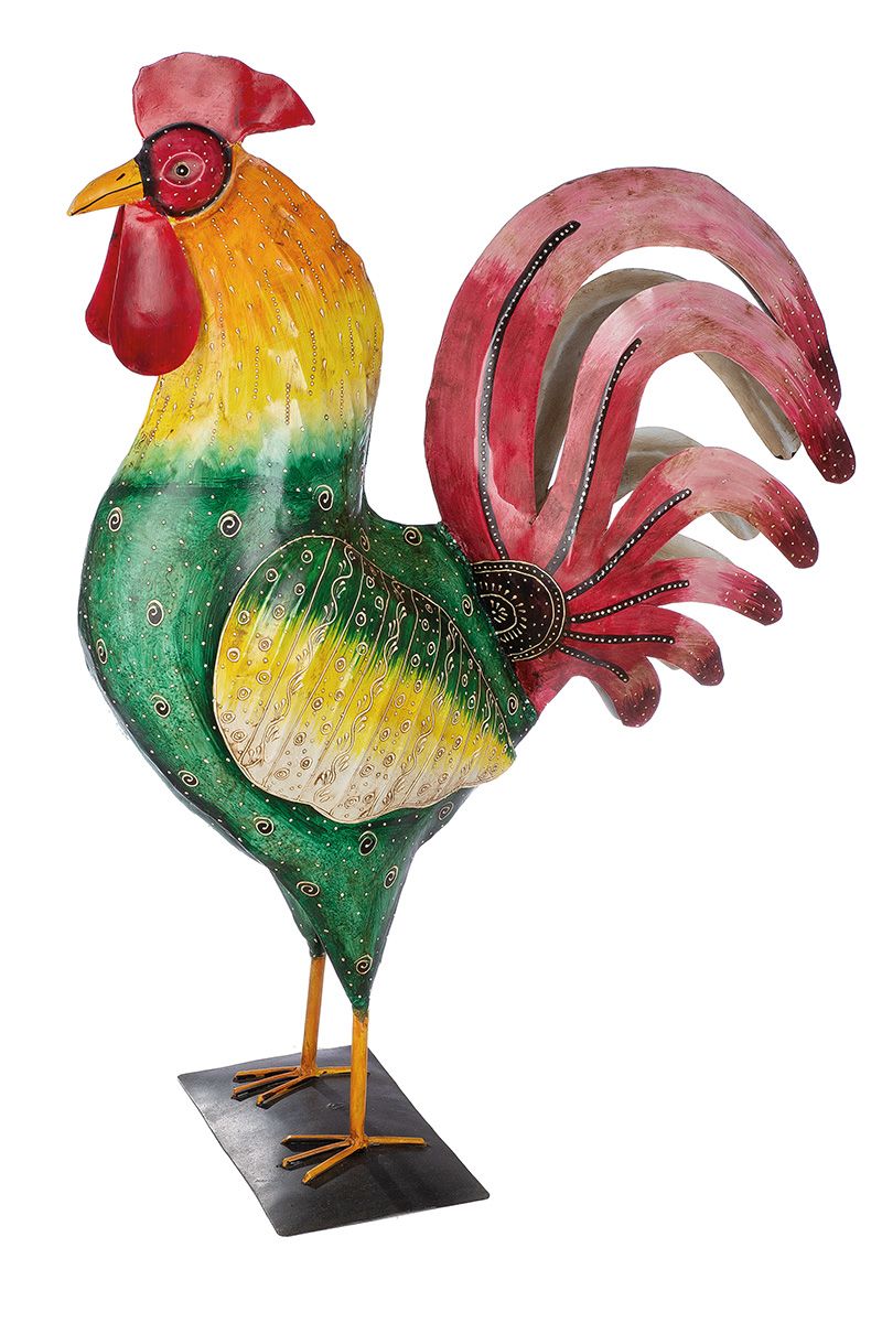 Metal figure rooster Pancar - A hand-painted masterpiece for your garden
