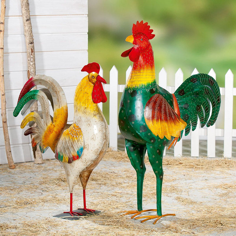 Metal figure rooster Puzox - A hand-painted masterpiece for your garden