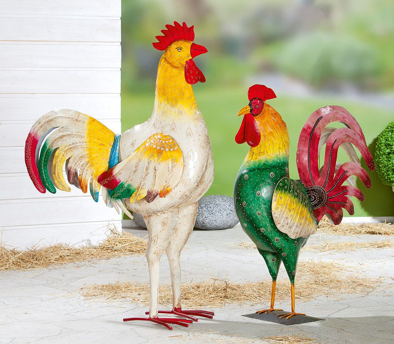 Metal figure rooster Pancar - A hand-painted masterpiece for your garden