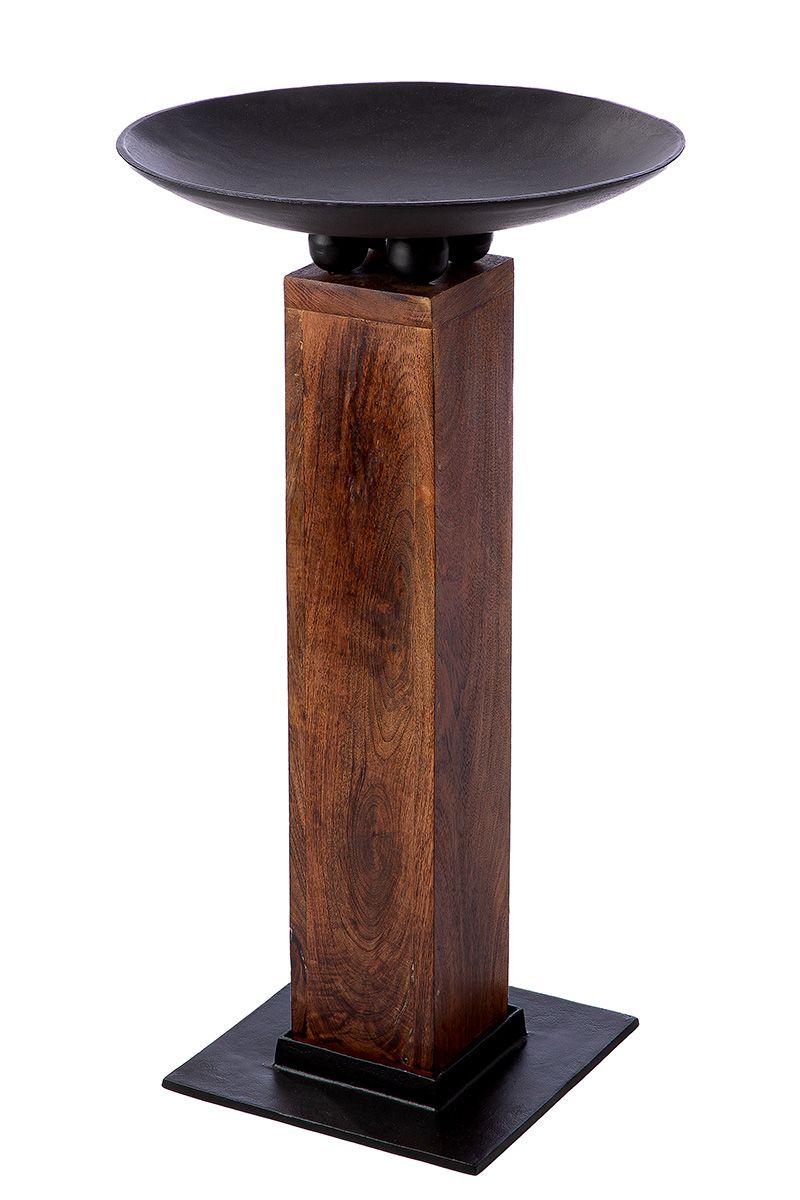 Timber bowl stand made of mango wood and aluminum in anthracite