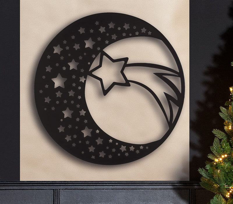 Set of 2 metal wall relief lights shine in black - shooting star magic for your walls