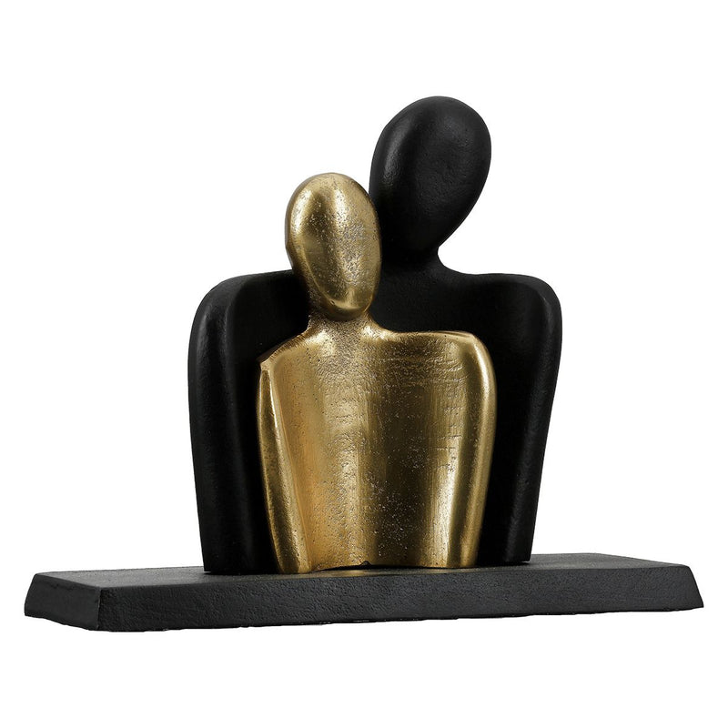 Sculpture couple in black and gold made of aluminum