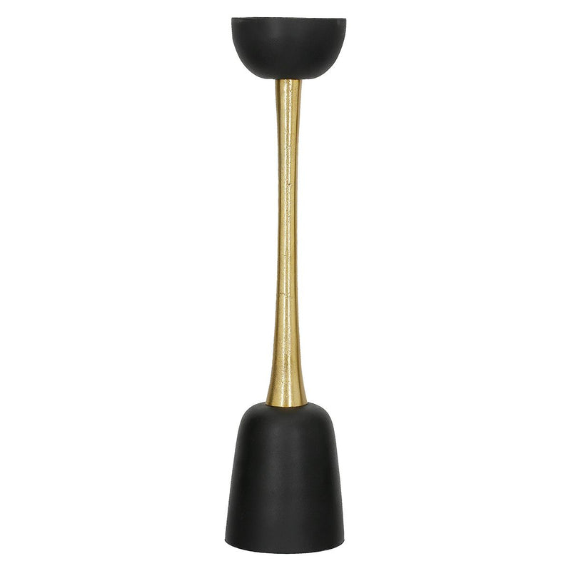 Eleganter Kerzenleuchter Dora aus Aluminium in Schwarz und Gold, 46 cm Höhe