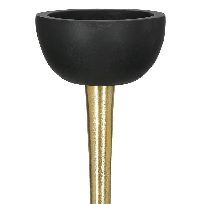 Eleganter Kerzenleuchter Dora aus Aluminium in Schwarz und Gold, 46 cm Höhe