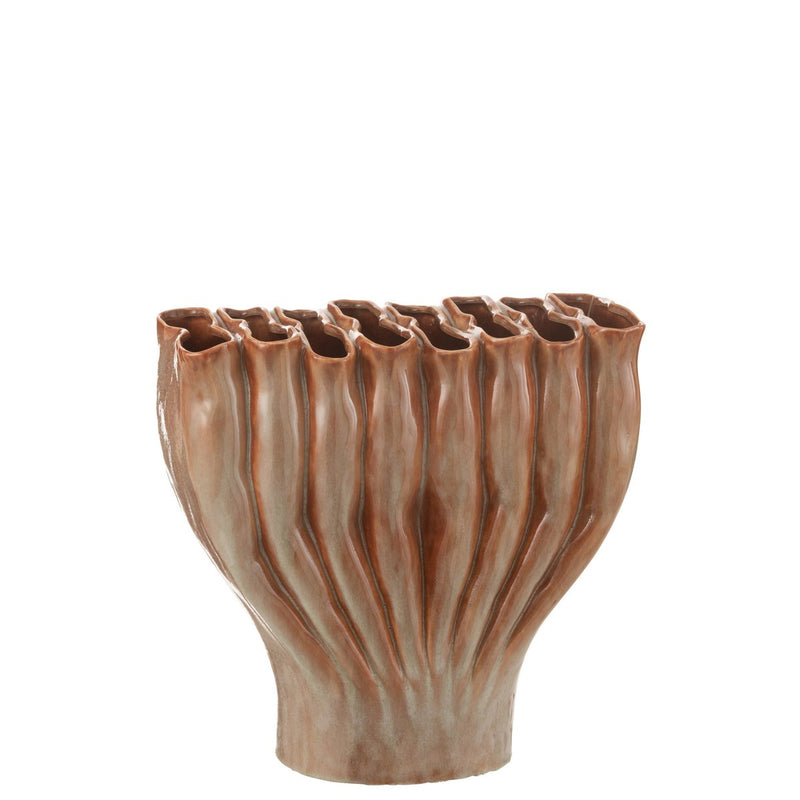 Dekorative Vase Multi Rohre aus Porzellan in Bronze-Optik, 35,5 cm