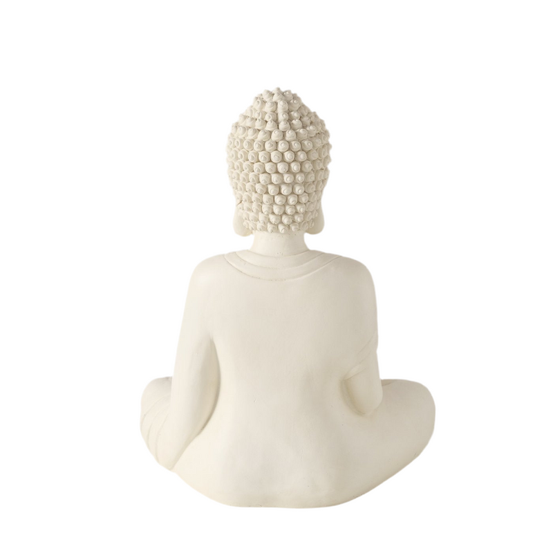 Buddha Figur Serenity in Cremeweiß 30 cm Handgearbeitet