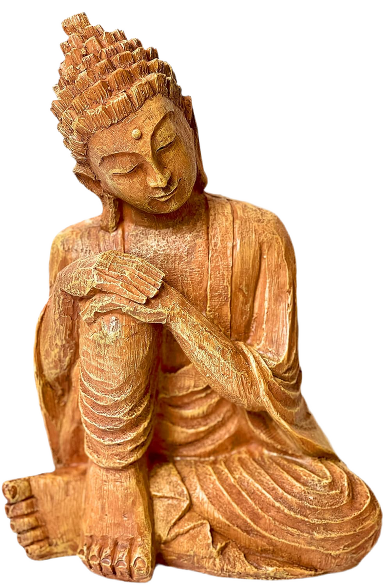 XXL Grösse Buddha Figur sitzend ca 37.5cm Holzoptik