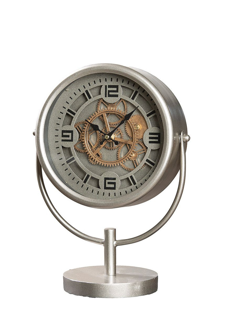 Mechanical table clock 'Pelli' with moving gears - industrial charm for your home or office
