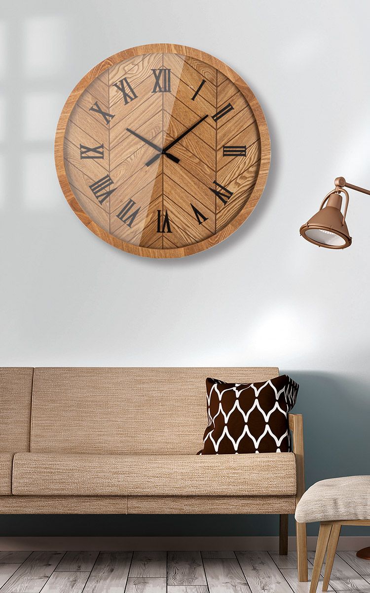 Natural wooden wall clock 'Wooden' - elegant time piece in a rustic style