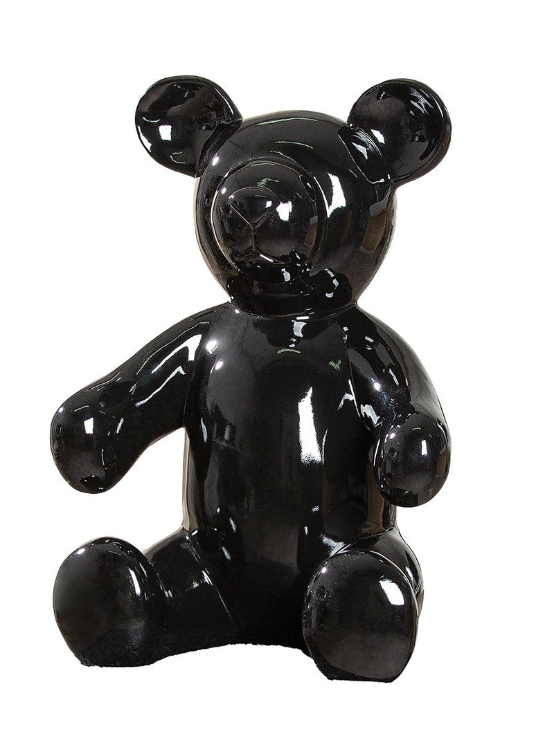 Black Resin Bear Figurine - Decorative Sculpture 45cm High