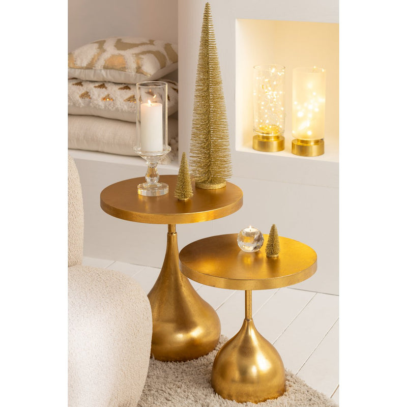 Set of 2 drop-shaped side tables in gold