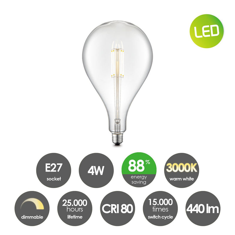 Home Sweet Home dimmbare LED Carbon B E27 G160 4W 440Lm 3000K Klar