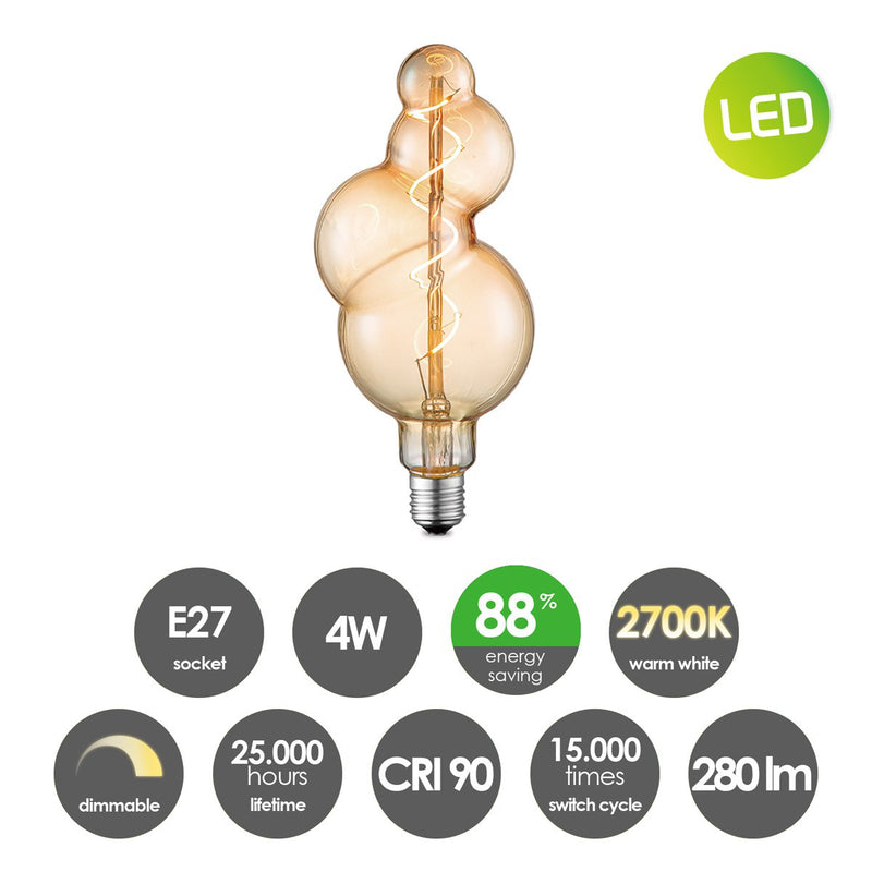 Home Sweet Home dimbare LED bubbelspiraal E27 4W 280Lm 2700K oranje