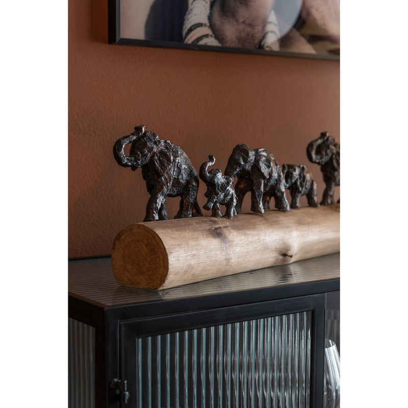 Elephant family on mango wood