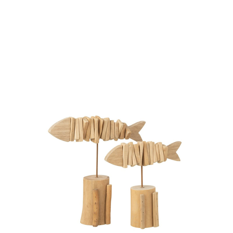 Handmade decorative figure "Fish Skeleton" – natural wood