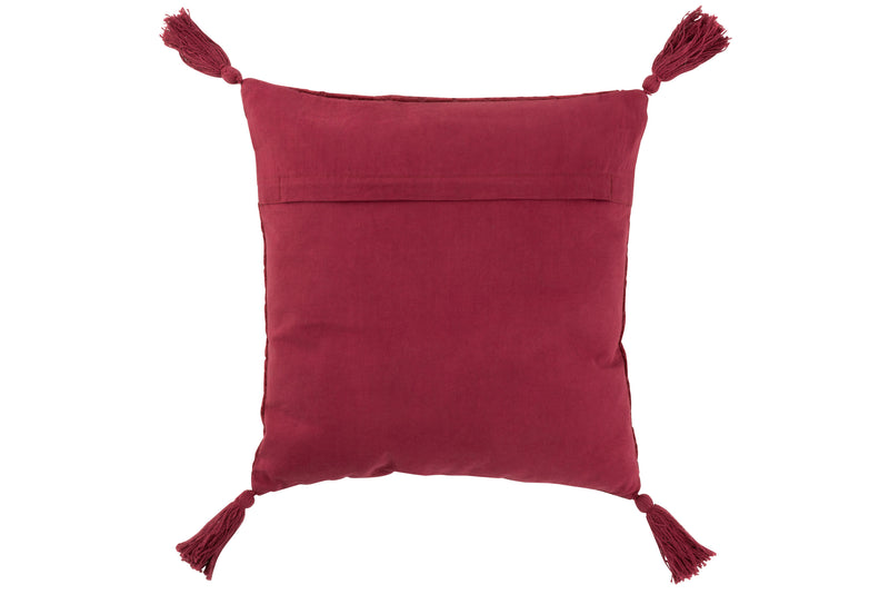 Set of 4 decorative cushions with a pattern in dark red - cotton - 45 cm x 45 cm