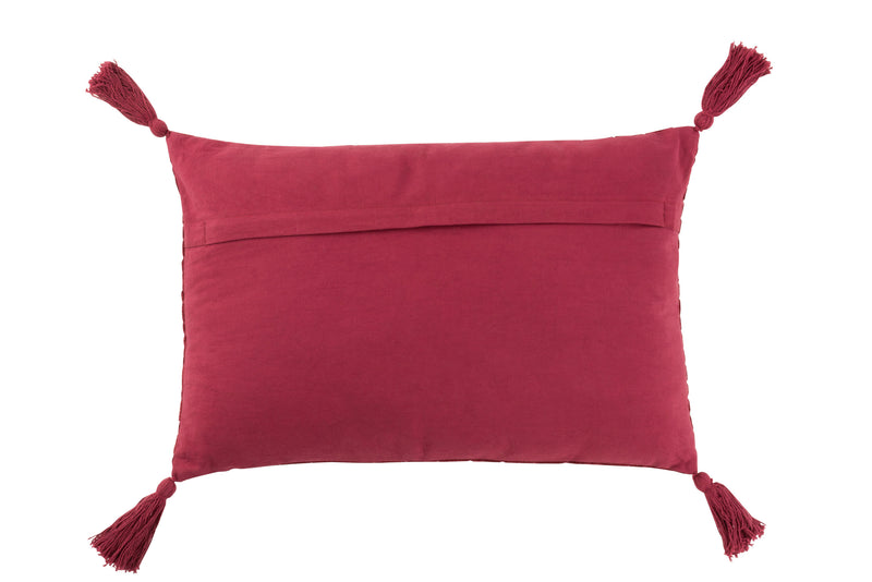 Set of 4 rectangular cushions with pattern in dark red - cotton - 60 cm x 40 cm