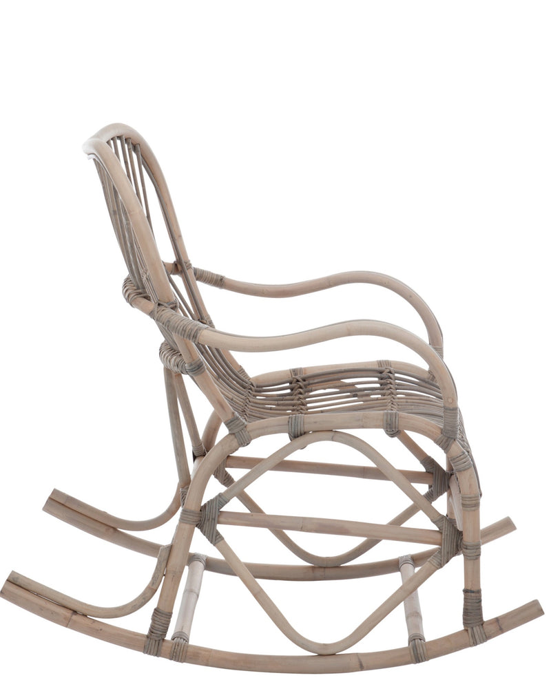 Relax in the luxurious gray rattan rocking chair