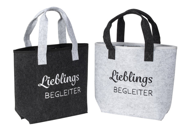 Filz-Taschen 2er Set mit Innentasche – Lieblings-Begleiter in Schwarz & Grau